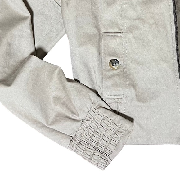 Zara Basic Cropped Bomber Jacket Womens Size Large Classic Lined Elastic Waist - Picture 6 of 11